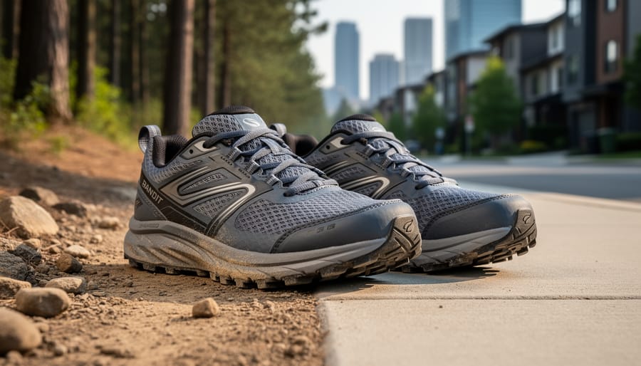 Under Armour Charged Bandit Trail 3 shoes on wet dirt and gravel terrain